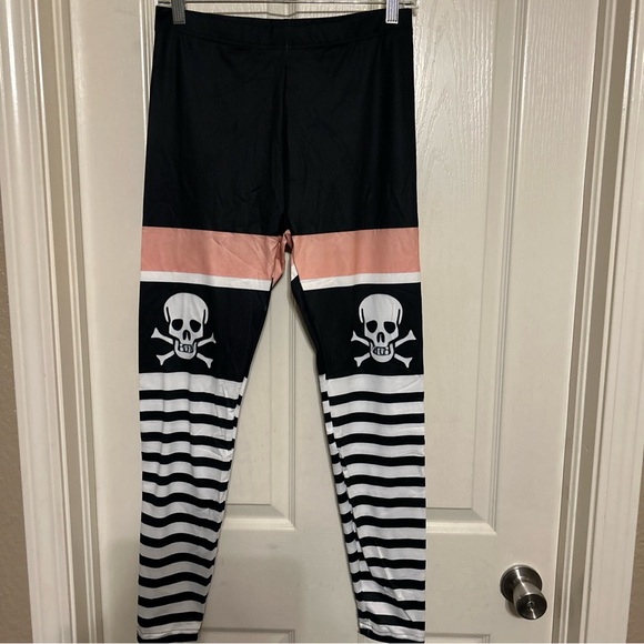 Fitness High Waist Yoga Pants Printed Stretch Ankle Legging Emo Skull Select - Picture 1 of 12